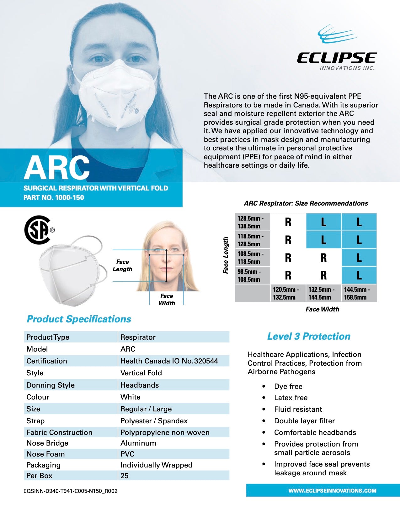 Eclipse ARC Surgical Respirator (CSA Certified)